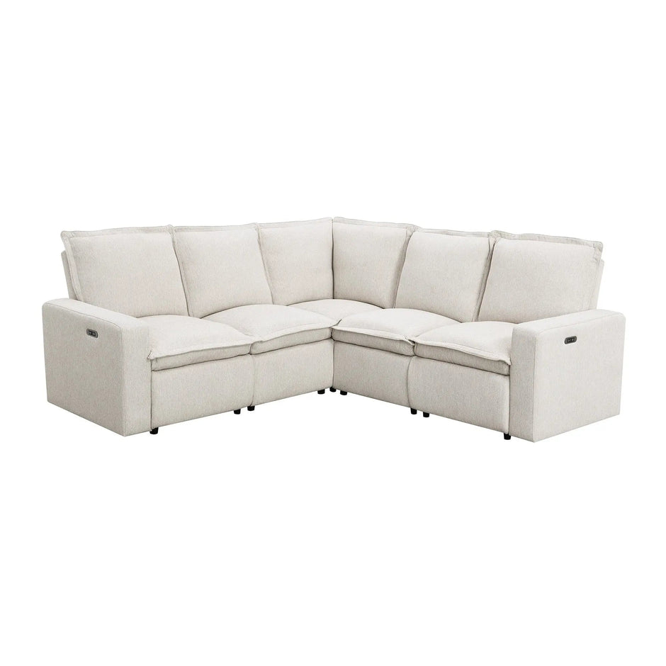 Bruce Power Reclining Sectional Sofa | 5-Seat L-Shaped Couch with USB Ports