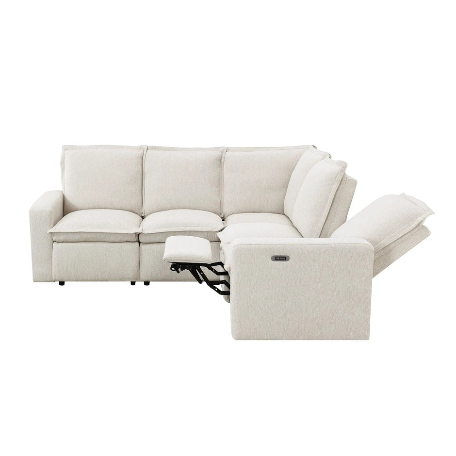 Bruce Power Reclining Sectional Sofa | 5-Seat L-Shaped Couch with USB Ports