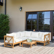 Dunn Outdoor Garden Corner Couch Set | Acacia Wood & Weather-Resistant Cushions | Yellow & Cream White