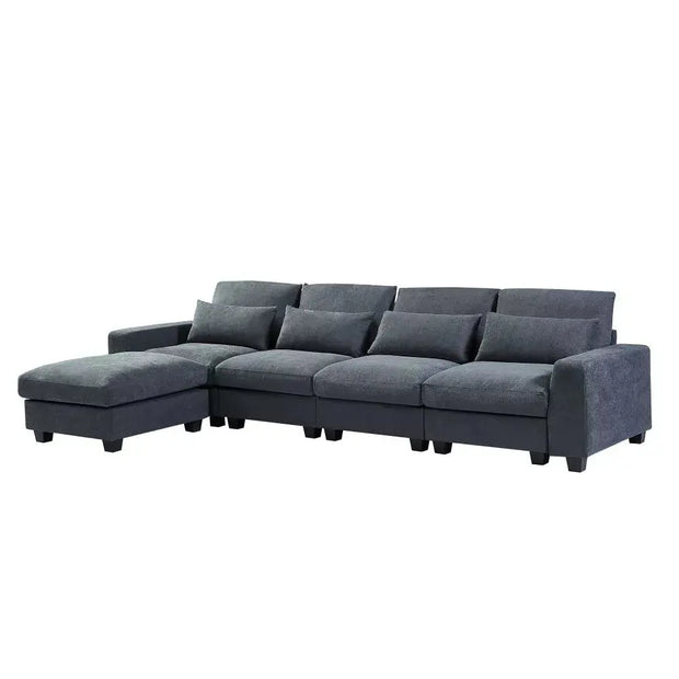 Oversized Modular L-Shaped Sectional Sofa | 129" Wide, 1100 lb Capacity | Dark Gray, Light Gray, Beige
