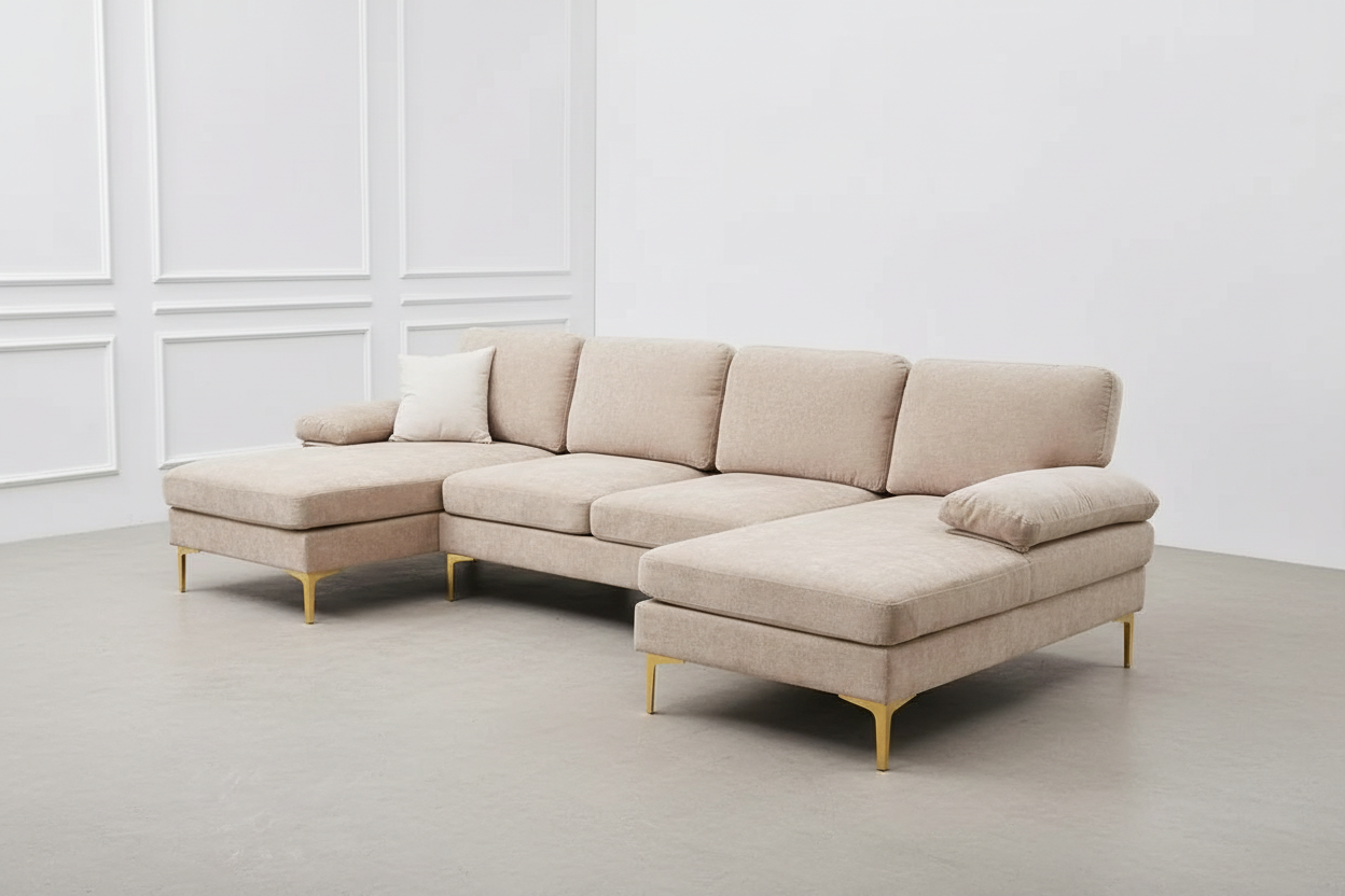 Chenille U Shaped Sectional Couch
